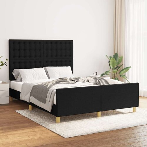  Okvir za krevet s uzglavljem crni 140 x 200 cm od tkanine Slike