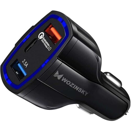 Auto punjač Quick Charge 3.0 / 2 x USB + USB Type-C izlazi 7A Slike
