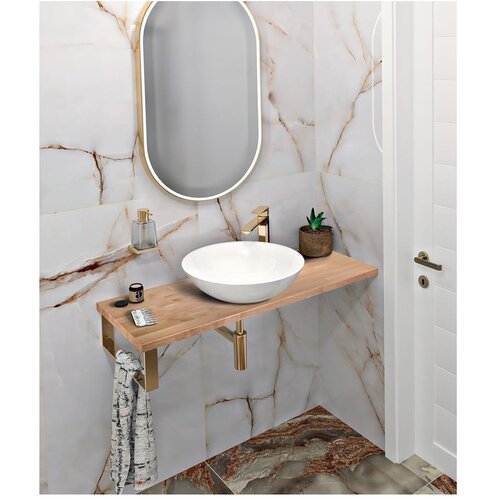 Sapho Pult omarice za umivalnik iz masivnega hrasta v naravni barvi 140x36 cm Woody &amp;ndash; Slike