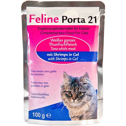 Porta Feline 21 vrečke varčno pakiranje 20 x 100 g - Tuna s škampi