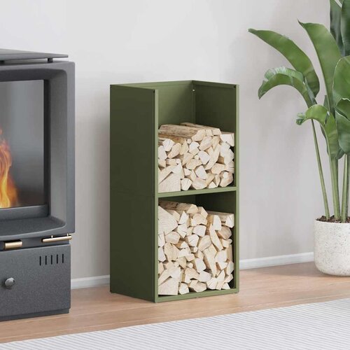VidaXL stojalo za drva olivno zelena 40x30x80 cm hladno valjano jeklo Slike