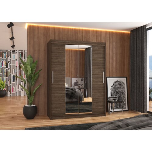  Garderobna omara z drsnimi vrati Iness (150 cm)-okoladno rjava Slike