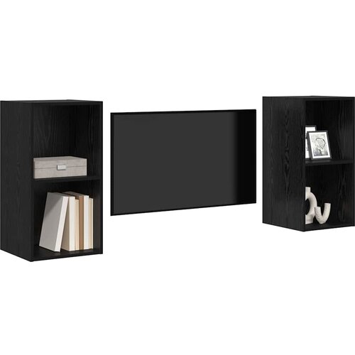  Set TV komoda Zidne 2 pcs Crni hrast 37 x 37 x 72 cm Slike