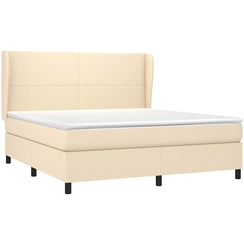  Krevet s oprugama i madracem krem 180x200 cm od tkanine Slike
