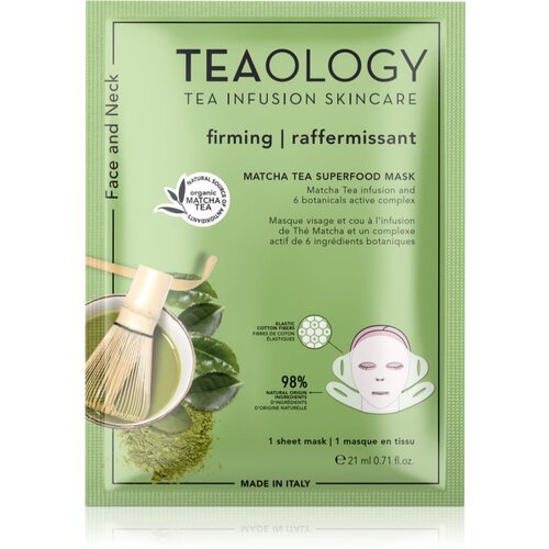 Teaology Face Mask Matcha Tea Superfood učvrstitvena maska iz platna za konture obraza z matcho 21 ml Slike