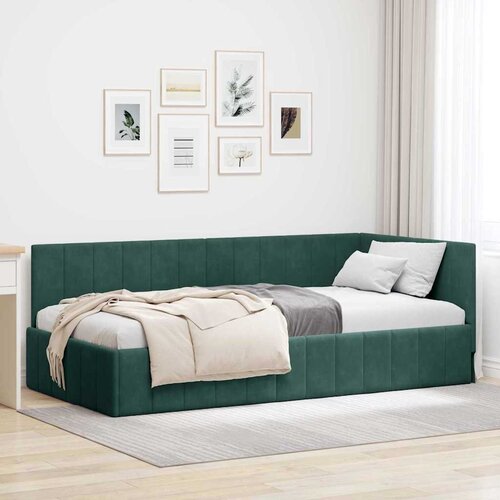 VidaXL Kutni okvir kreveta Tamnozelena 100 x 200 cm Bar&amp;scaron;un Slike