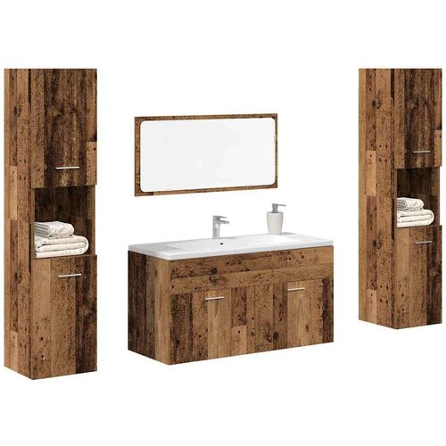  4-dijelni set kupaonskog namještaja od starog drveta Cijene