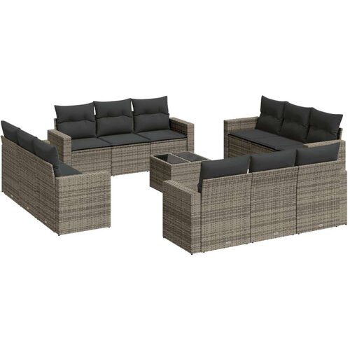 vidaXL 13-dijelni set vrtnih sofa od poliratana s jastucima sivi Cene