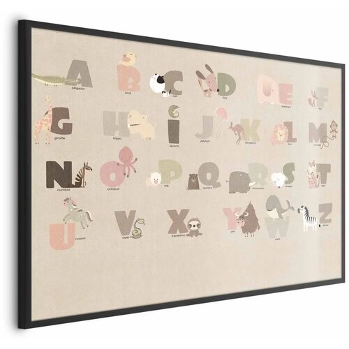  Plakat - Beige Alphabet 90x60 Crni okvir Cijene
