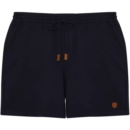Trendyol Plus Size Navy Blue Men's Regular/Normal Cut PU Label Appliqued Shorts