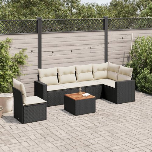 VidaXL 7-dijelni set vrtnih sofa od poliratana s jastucima crni Slike