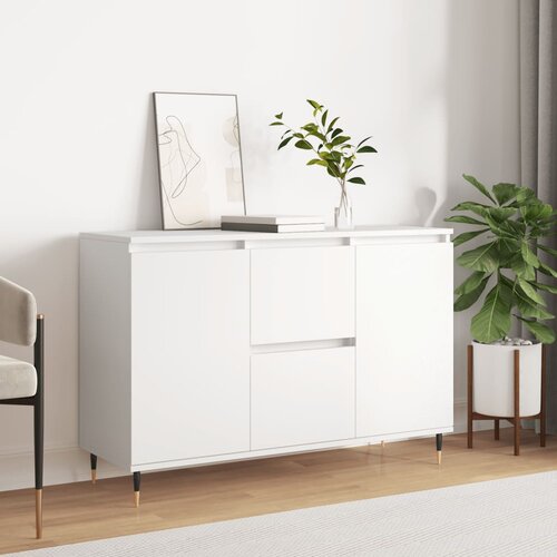 VidaXL Komoda bela 104x35x70 cm inženirski les Slike