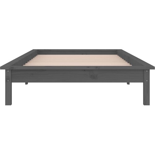  LED okvir kreveta sivi 90 x 190 cm mali od masivnog drva Slike