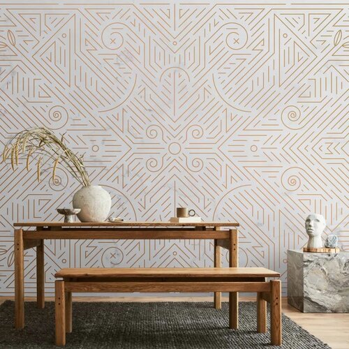  Foto tapeta - Geometric Pattern Shades of Gold and Marble Stone 350x256 Cene