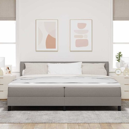  Krevet s opruga kutije Sivo-smeđa 200 x 200 cm tkanina Slike