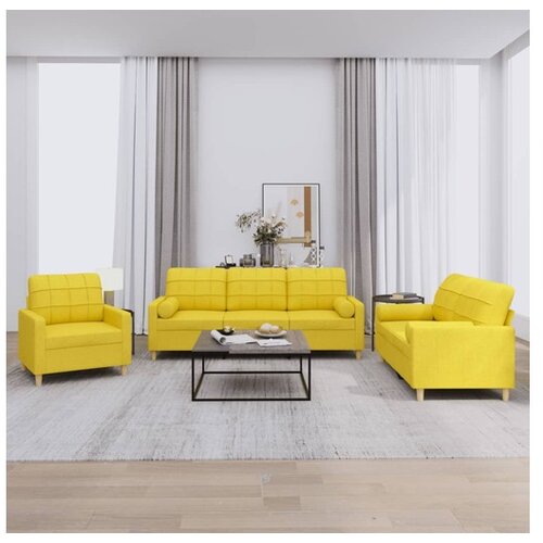 vidaXL 3-dijelni set sofa s jastucima svjetložuti od tkanine Cene