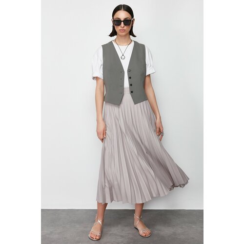 Trendyol Gray Pleated Woven Skirt Slike