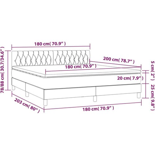  Krevet box spring s madracem LED tamnosmeđi 180x200 cm tkanina Slike