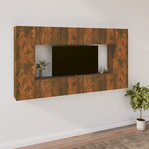 The Living Store Komplet TV omaric 8-delni dimljen hrast konstruiran les - Komplet TV Omaric, (21373851) Cene