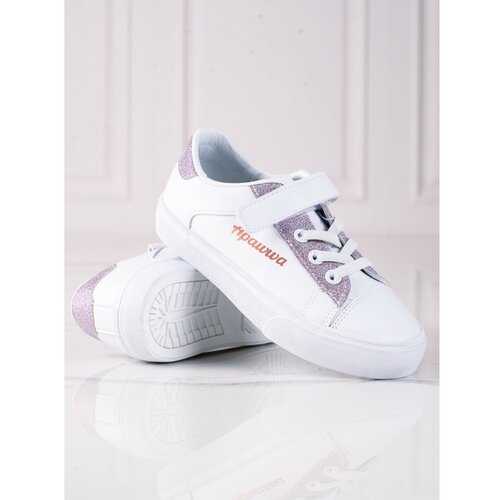 TRENDI children's sneakers white with pink glitter Slike