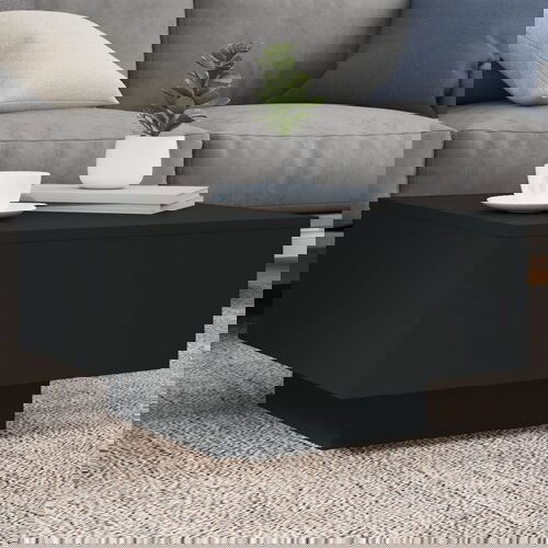 VidaXL Klubska mizica z LED lučmi črna 55x55x31 cm Slike