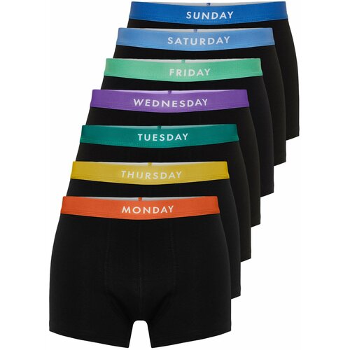 Trendyol Multicolored Men's 7 Pack Days of the Week Basic Cotton Boxers with Rubber Detail Cene