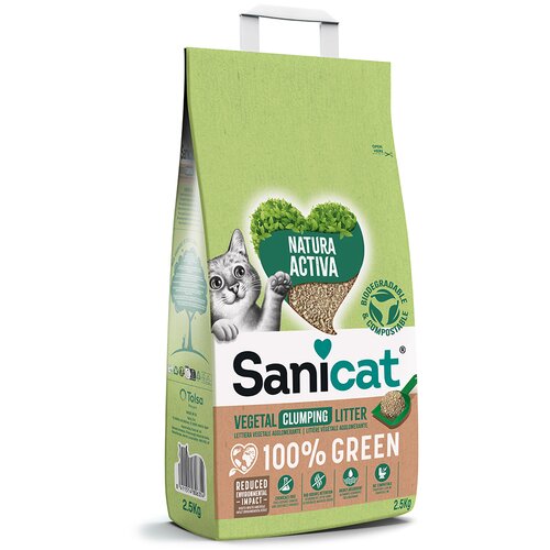 Sanicat Natura Activa 100 % Green mačji pesek - 2,5 kg Cene