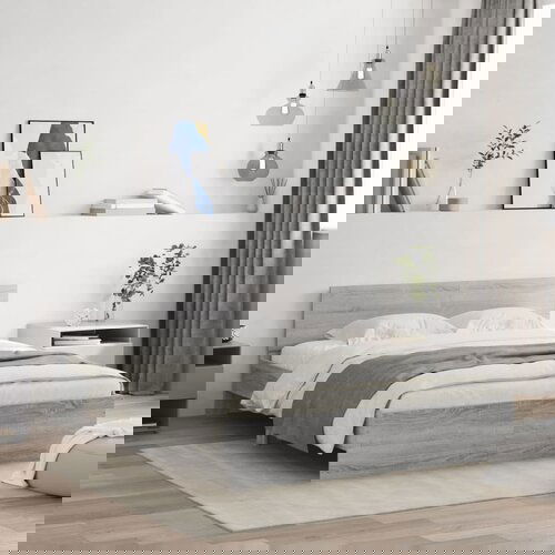 vidaXL Okvir kreveta s uzglavljem boja sivog hrasta sonome 150x200 cm Cene