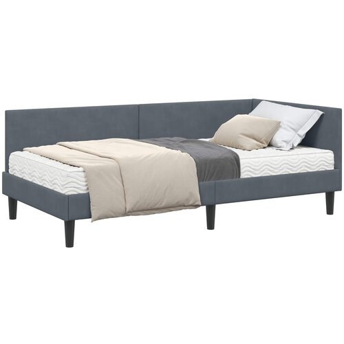 Kutni krevetni okvir s madracem 2 kom. Tamnosiva 90 x 200 cm Slike