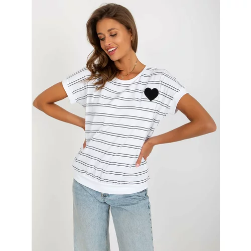 Fashion Hunters Black and white striped blouse with patch