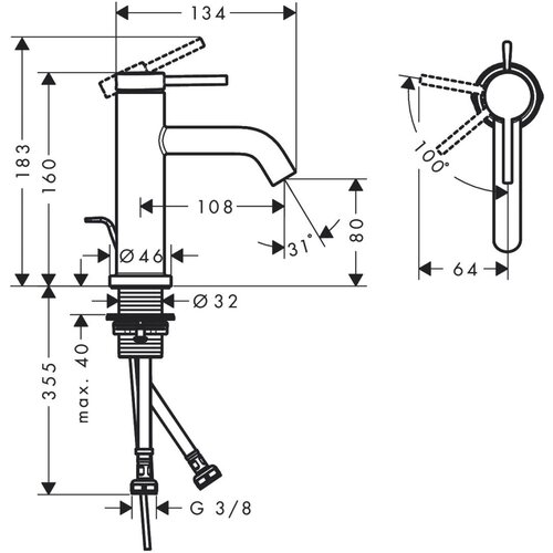 Hansgrohe 73302670 tecturis s coolstart ecosmart+ 80 armatura za umivalnik Slike