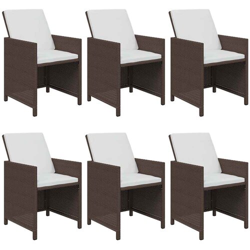  7-dijelni vrtni blagovaonski set s jastucima poliratan smeđi Smeđa 163 cm table length Slike