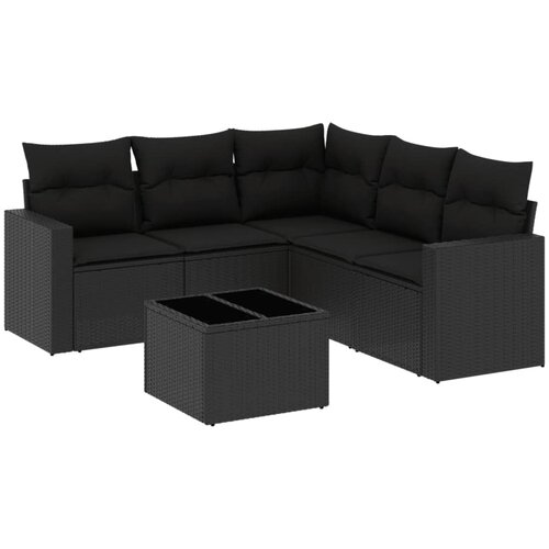 vidaXL 6-dijelni set vrtnih sofa s jastucima crni od poliratana Cijene