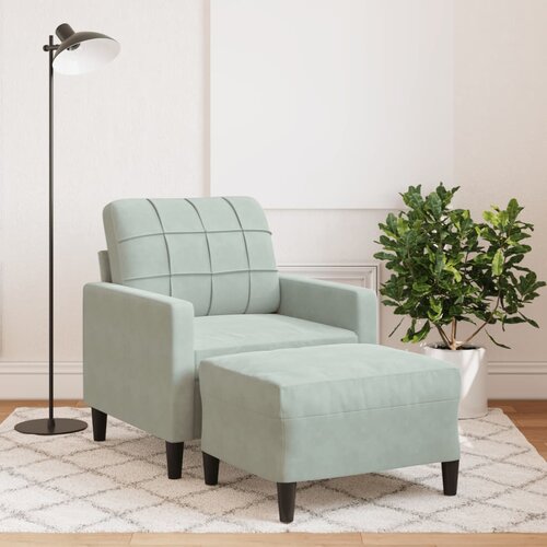 vidaXL Fotelja s tabureom svjetlosiva 60 cm baršunasta Cijene