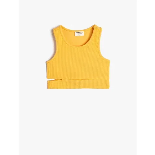 Koton Basic Crop Undershirt Sleeveless Window Detail Round Neck