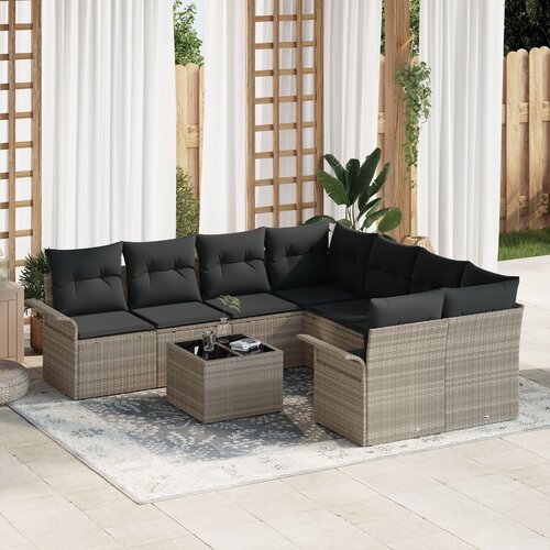 VidaXL Set vrtnih sofa od 9 s jastučićima, svijetlo siva, poly rattan Slike