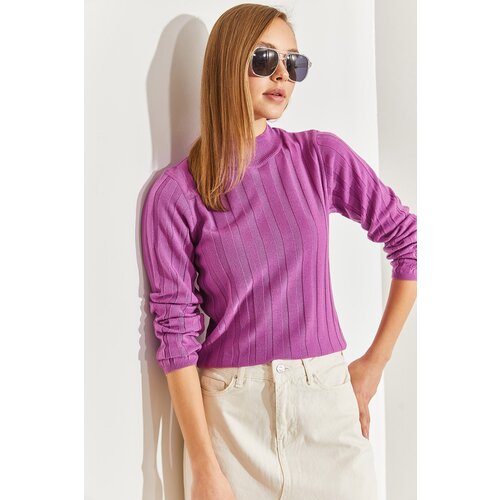 Bianco Lucci Women's Turtleneck Ribbed Knitwear Sweater Slike