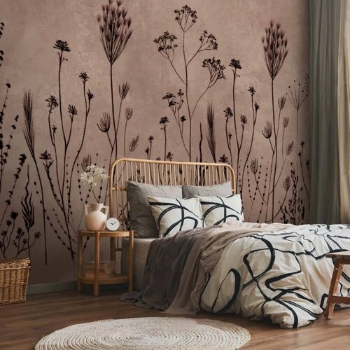  Foto tapeta - Wildflowers &amp;ndash; black plants on lime-wash background 350x256 Slike