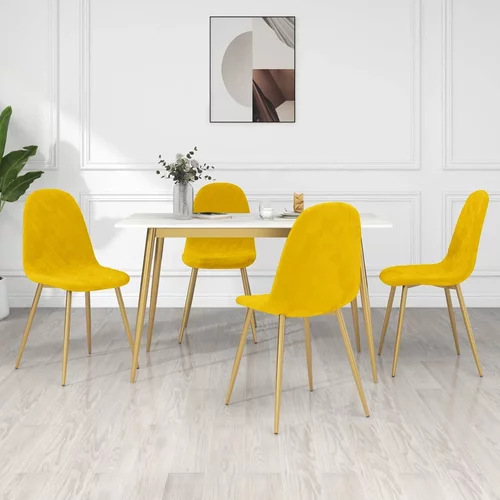  Jedilni stoli 4 kosi gorčično rumen žamet