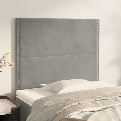 VidaXL Posteljno vzglavje 2 kosa svetlo siv 90x5x78/88 cm žamet Slike