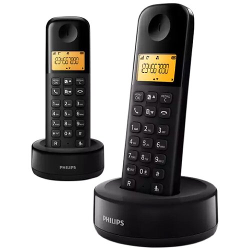 Philips fiksni bežični telefon sa dve slušalice D160 duo ekran 1.6inc, black Slike