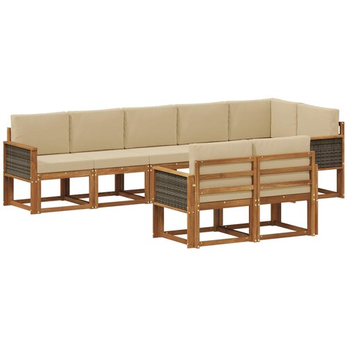 vidaXL Zunanja garnitura za sedenje 8 pcs Naravna in bež Poliester, (5000271104) Cene