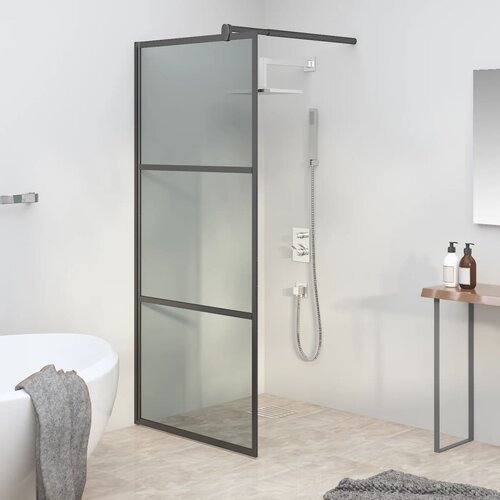 vidaXL Pregrada za tuš 80x195 cm temno ESG steklo črna Cene