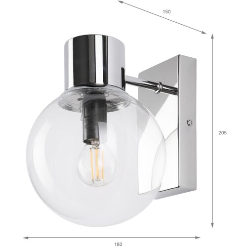 Zidna lampa SFERIO 1xE14/5W/230V, sjajni hrom/prozirno staklo Slike