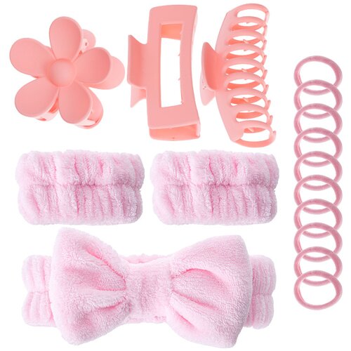 INF Komplet 16 mehkih trakov za lase, trak za obraz za umivanje obraza Pink, (21872293) Slike