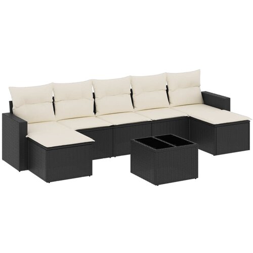  8-dijelni set vrtnih sofa od poliratana s jastucima crni Slike