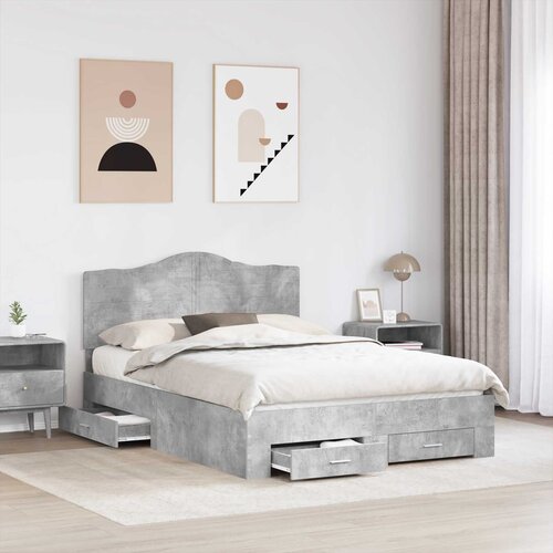  Krevetna konstrukcija s ladicama Betonski sivi 140 x 190 cm Slike