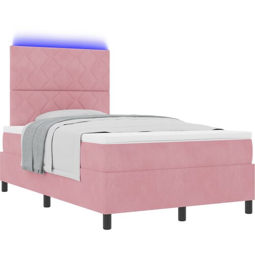 vidaXL Box Spring postelja z vzmetnico in LED roza 120x190 cm žamet, (22050820) Cene