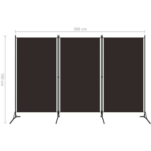 VidaXL Sobna pregrada s 3 panela smeđa 260 x 180 cm Slike