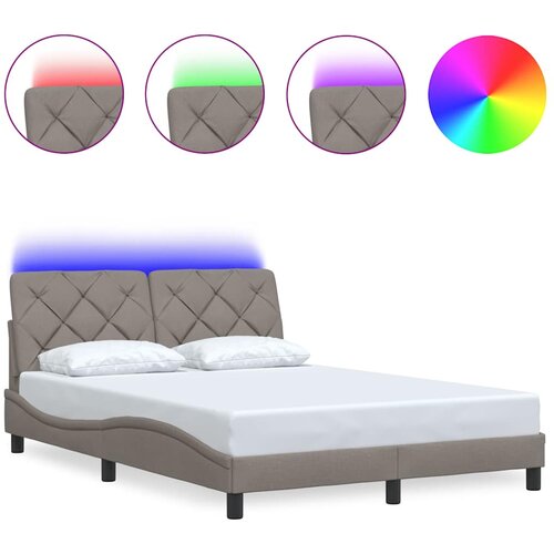 Maison Chic Posteljni okvir - Dvoposteljna postelja - Zakonska postelja z LED brez vzmetnice taupe 120x200 cm blago, (21695232) Slike